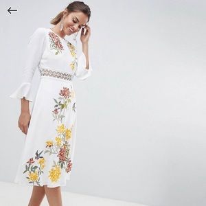 ASOS Floral Embroidered Midi Dress Size 8